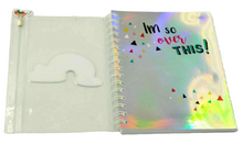 Load image into Gallery viewer, A5 Rainbow Notebook Spiral Bound &#39;&#39;Im So Over This&#39;&#39; Lined PVC Zipper Wallet New
