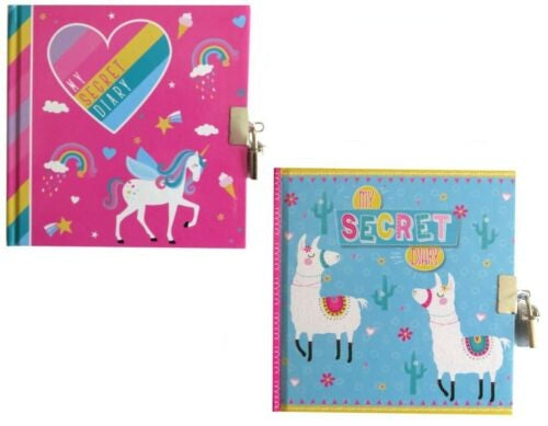 Fancy Girls & Boys Secret Diary Journal Lockable With 2 Keys UNICORN- LLAMAS New