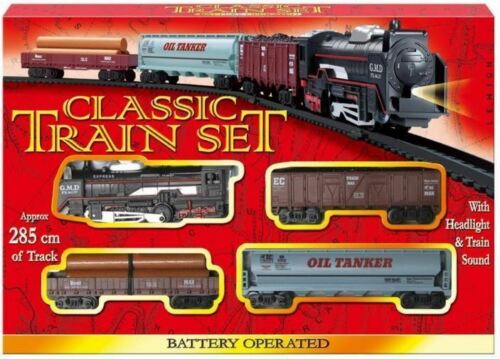 Classic Battery Operated Train Set With Tracks Light Engine Children Kids Toy