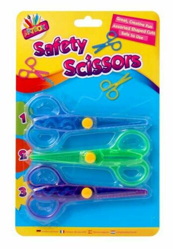 Pack of 3 Childrens Kids Safety Scissors Creative Art Craft Activity School 6+