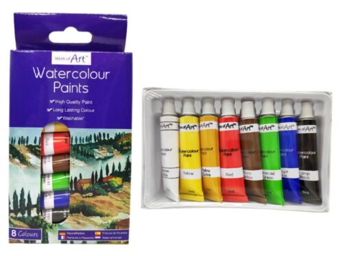 6ml Watercolour Paints Set 8 Assorted Colours Tubes Artist Art Craft School