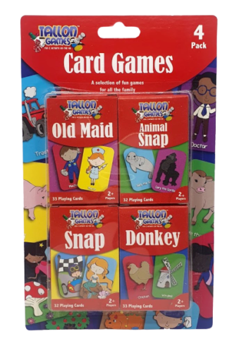 4 x Children's Playing Cards - Kids Games Playing Snap Donkey Family Fun