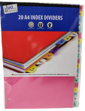 Load image into Gallery viewer, 20 A4 A-Z Index Folder Dividers Ready To Use Ring Binder Files Universal Punched
