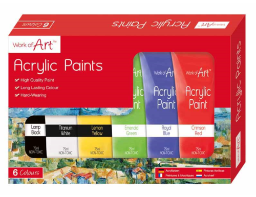 6 ACRYLIC PAINT TUBES 75ML Artist Kids Art Craft Painting Tube NON TOXIC NEW