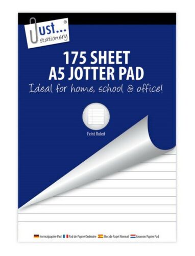 A5 Jotter Pad 175 Sheets Lined Ruled Paper Office School Writing Notepad